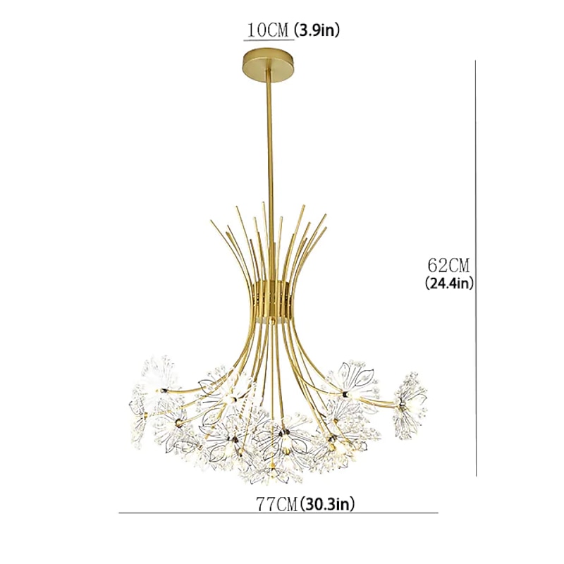 77 cm Modern Firework Chandeliers 19 Lights Crystal Dandelion Chandelier Pendant Lights  Fixtures Sputnik  Globe Design Artistic Nordic Style Living Room Bedroom Restaurant Flower Design2