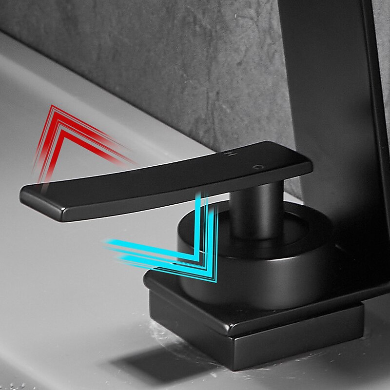 Bathroom Sink Faucet,Waterfall Brass Single Handle One Holes Bath Tap with Hot and Cold Switch2