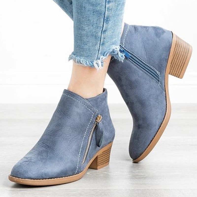 Women's Casual Suede Ankle Boots with Side Zipper - Comfortable and Stylish for Everyday Wear2