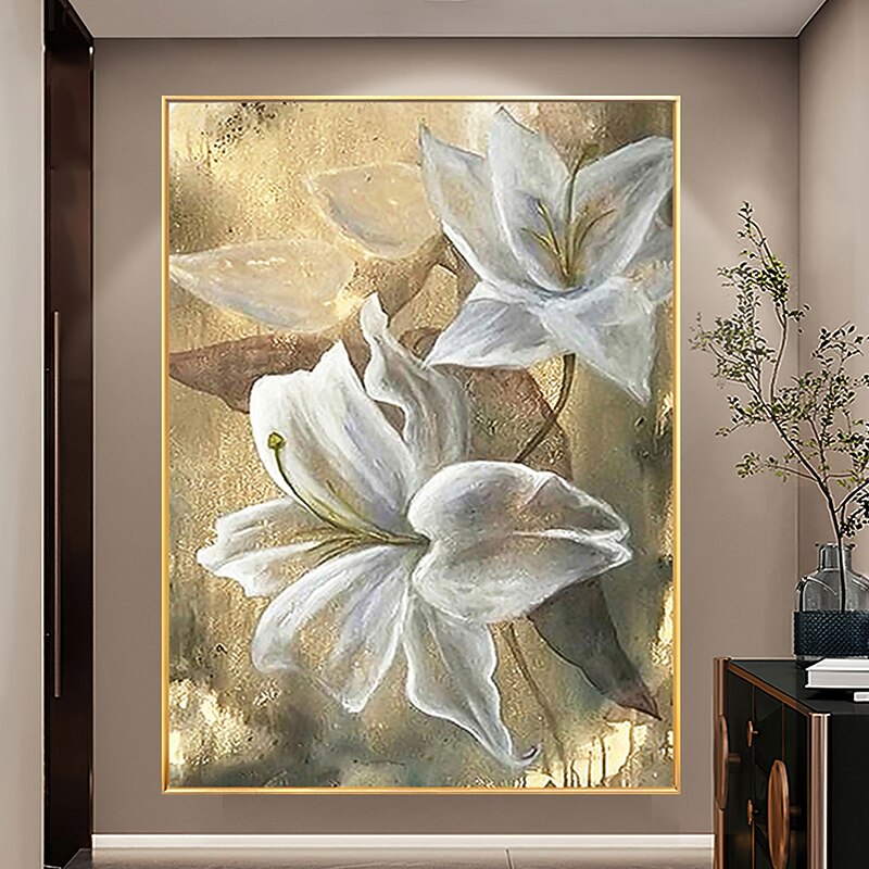 Handmade Oil Painting Hand Painted High quality 3D Flowers Contemporary Modern Rolled Canvas (No Frame)3
