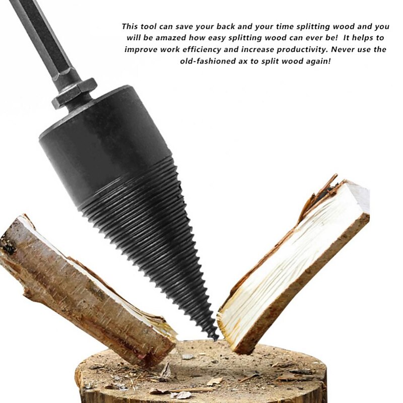32mm Firewood Log Splitter Drill Bit Hex Shank Removable Wood Splitter Drill Bits Heavy Duty Drill Screw Cone Driver3
