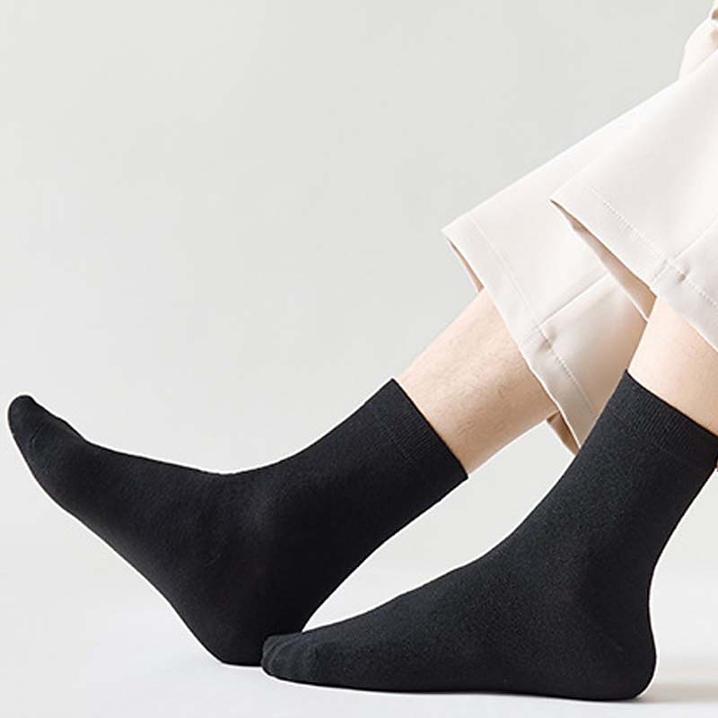Men's 5 Pairs Socks Dress Socks Crew Socks Casual Socks Black White Color Cotton Solid Colored Casual Daily Warm Winter Fashion Comfort3