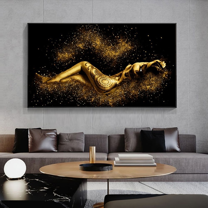 1 Panel People Prints Gold Women Wall Art Modern Picture Home Decor Wall Hanging Gift Rolled Canvas Unframed Unstretched4