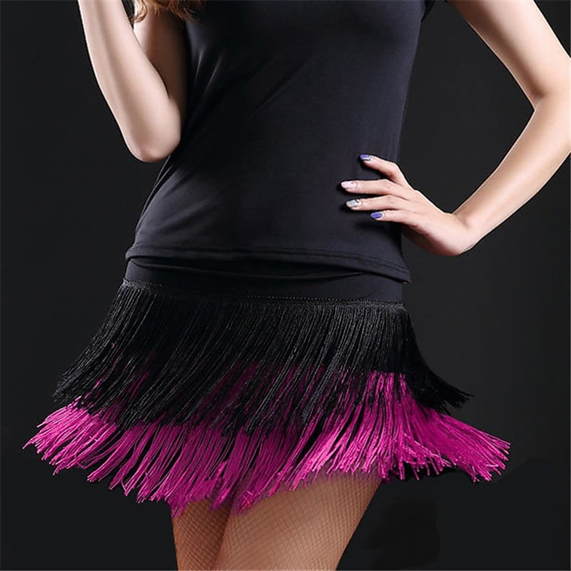 Latin Dance Skirts Fringed Tassel Splicing Women's Performance Training High Polyester4
