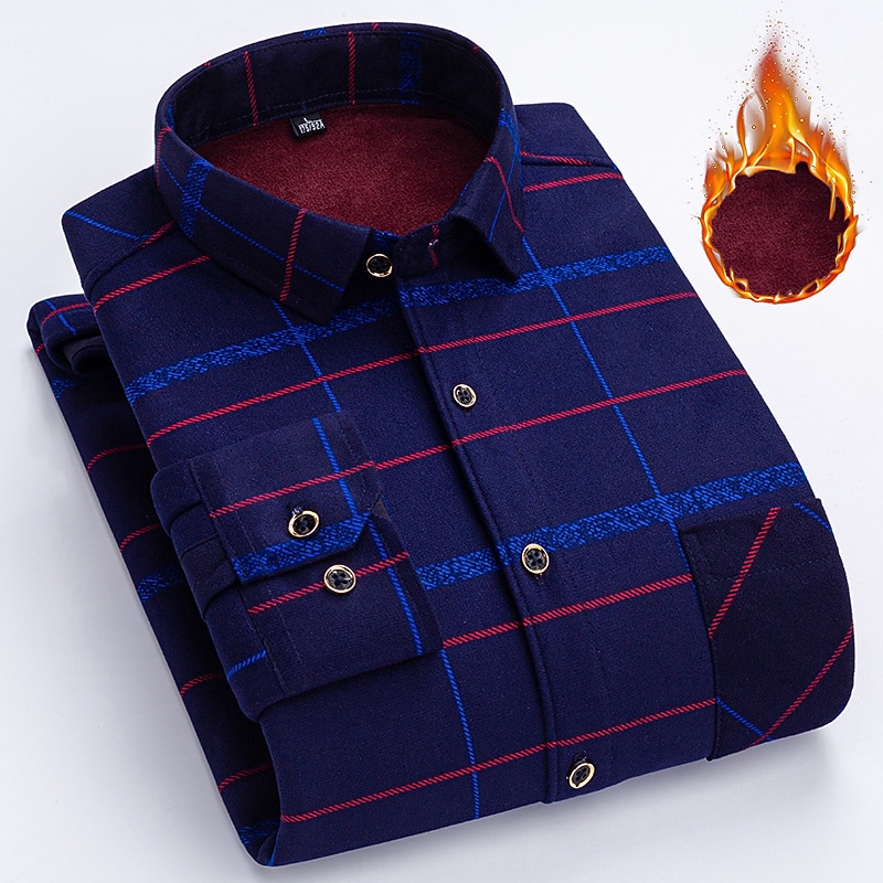 Men's Dress Shirt Flannel Shirt Plaid Shirt Collared Shirt Button Up Shirt Tartan Wedding Work Yellow Navy Blue Royal Blue Blue Long Sleeve Turndown Spring Fall & Winter Clothing Apparel Color Block4
