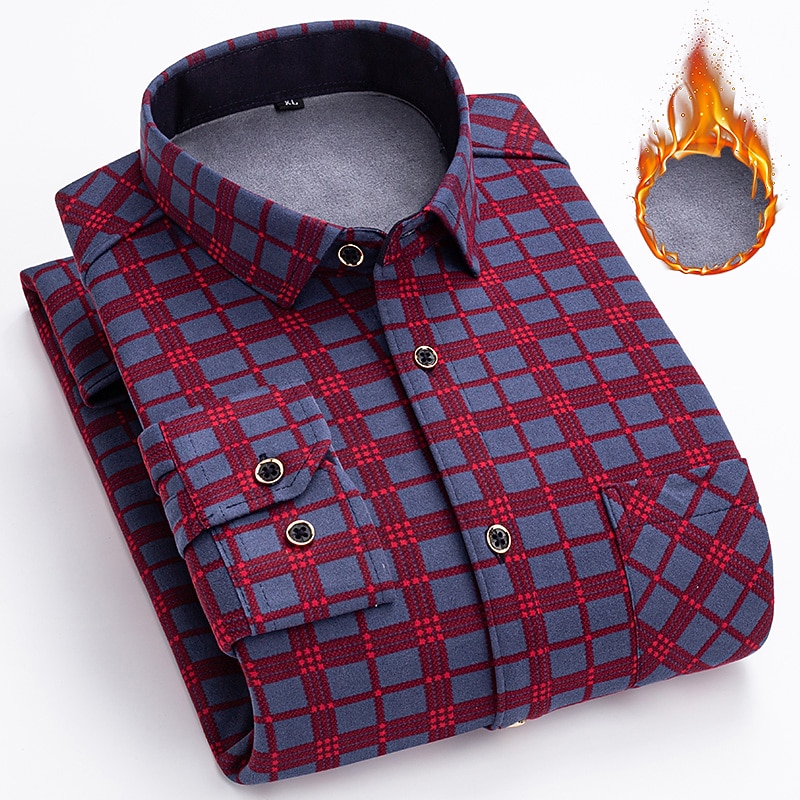 Men's Dress Shirt Flannel Shirt Plaid Shirt Collared Shirt Button Up Shirt Tartan Wedding Work Yellow Navy Blue Royal Blue Blue Long Sleeve Turndown Spring Fall & Winter Clothing Apparel Color Block3