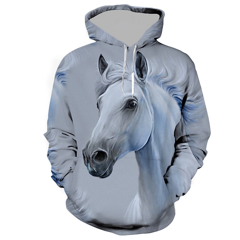 Men's Animal Horse Graphic Prints Hoodie Hoodies Sweatshirt Streetwear Designer Long Sleeve Hooded Daily Sports White Pink Print Spring &  Fall Designer2