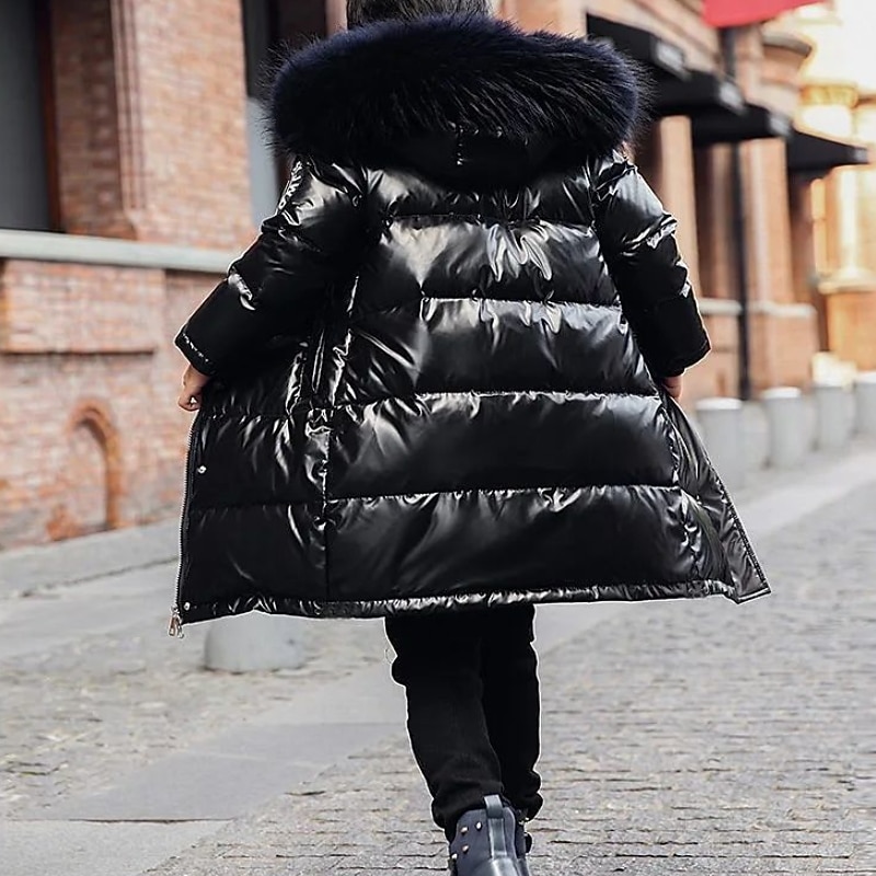 Kids Girls' Down Coat Puffer Jacket Kids Puffer Jacket Cool Outdoor Coat Outerwear 3-12 Years Fall Black Blue3