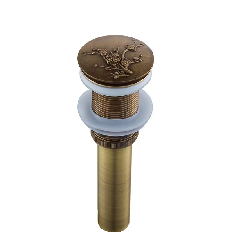 Brass Pop Up Sink Drain Stopper with Overflow Bathroom Faucet Vessel Vanity Sink Drainer Antique Brass4