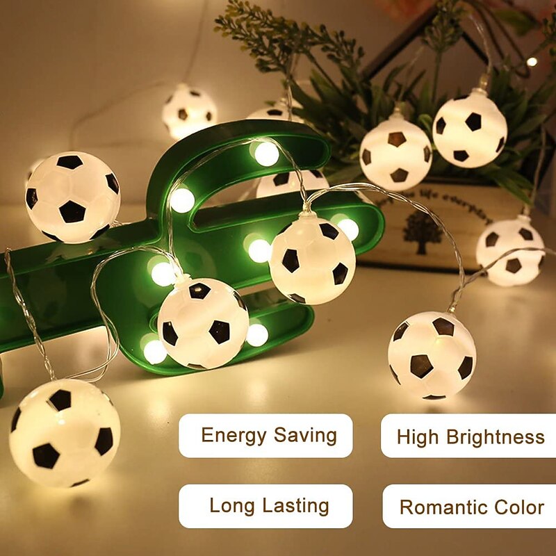 LED Football String Lights Euro Cup 3M 1.5M Battery or USB Operation World Cup DIY Football Fairy Lights Bar KTV Club Party Children's Room Decoration3