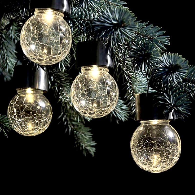 Christmas Outdoor Cracked Glass Solar Lights, Solar Garden Lights Waterproof LED Hanging Globe Lights for Christmas Outdoor Garden & Patio Christmas Decor2