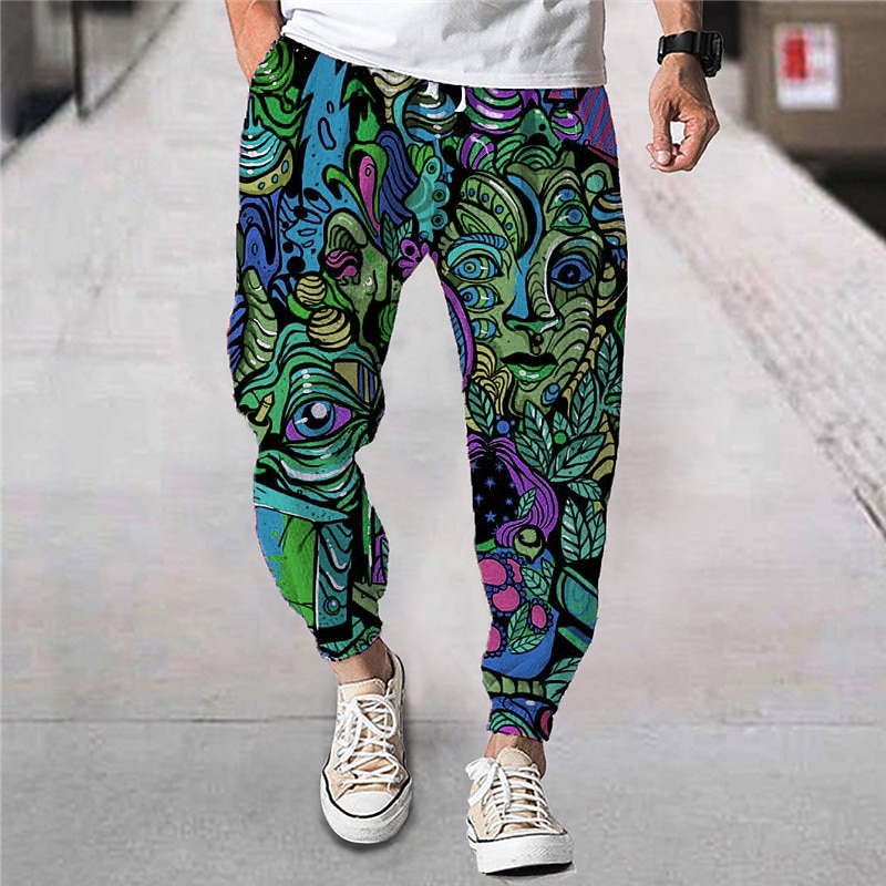 Men's Joggers Trousers Summer Pants Beach Pants Drawstring Elastic Waist Cartoon Graphic Prints Comfort Breathable Sports Outdoor Casual Daily Streetwear Designer Red Purple Micro-elastic2