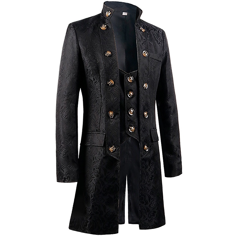 Retro Vintage Punk & Gothic Medieval Coat Masquerade Tailcoat Prince Nobleman Fancy Dress Men's Royal Steampunk Carnival Masquerade Party / Evening Adults' Coat3