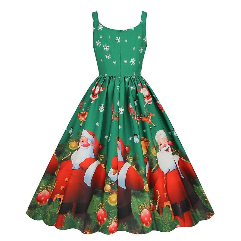 Santa Claus Mrs.Claus Dress Party Dress Fancy Christmas Dress A-Line Retro Style Funny Adults' Women's Christmas Costume2