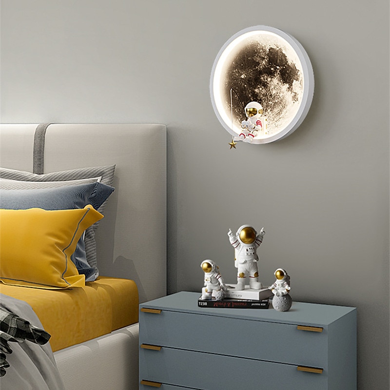 LED Wall Lights Sconce Lighting Wall Lamp Decor Astronaut Moon Pattern Wall Lights for Children Boys Kids Bedroom Living Room Background3