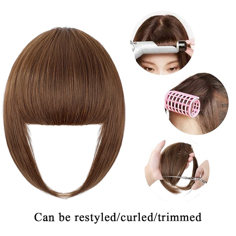 Bangs Hair Clip in Bangs Hair Bangs Fringe with Temples Hairpieces for Women Clip on Thick Bangs Flat Neat Bangs Hair Extension for Daily Wear3
