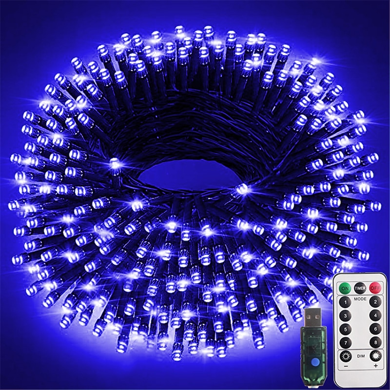 Christmas Lights Fairy String Lights Indoor Outdoor USB with Remote Control 10m 20m Dark Green Wire String Lights 100/200 LEDs 17Key Remote Controller  Cluster Lights Holiday Lights USB Holiday Wedding  Christmas Tree Decorative Lamp USB Powered 1 set4