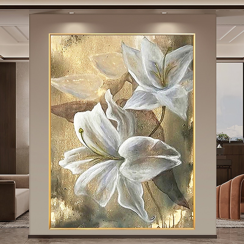 Handmade Oil Painting Hand Painted High quality 3D Flowers Contemporary Modern Rolled Canvas (No Frame)4