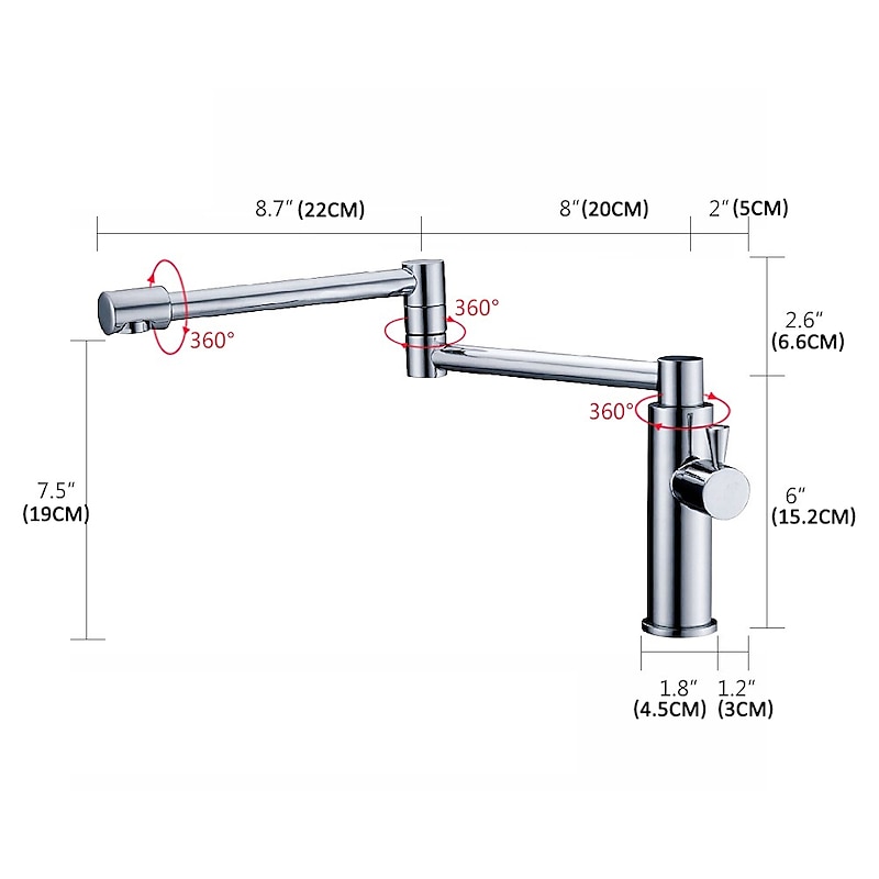 Foldable Kitchen Faucet Cold Water Only, Rotatable Kitchen  Brass Taps Chrome Single Handle One Hole Kitchen Sink Faucet2