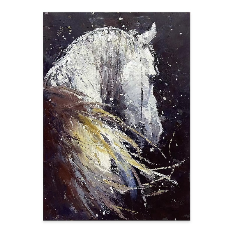 Animal Oil Painting Black and White Horse Wall Art Canvas Decoration Modern  for Home Decor Rolled Frameless Unstretched Painting2