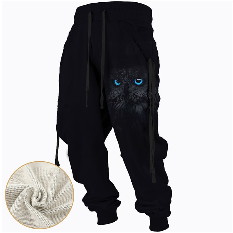 Men's Sweatpants Joggers Trousers Drawstring Side Pockets Elastic Waist Animal Graphic Prints Comfort Breathable Sports Outdoor Casual Daily Cotton Blend Terry Streetwear Designer Black Purple