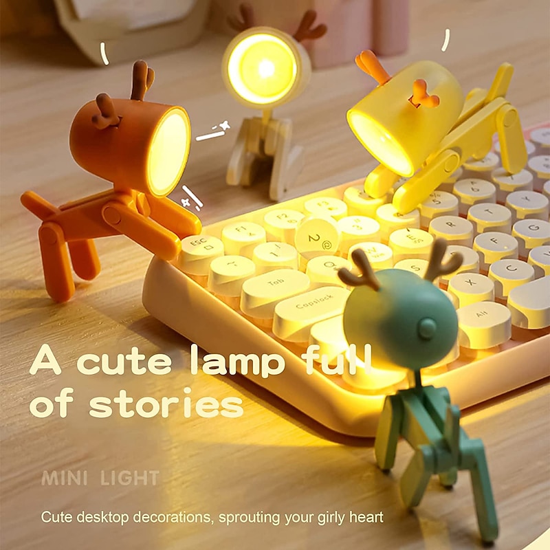 Mini LED desk lamp Lovely deer/dog shaped book lamp Laptop keyboard Reading desk lamp Bedroom night light2