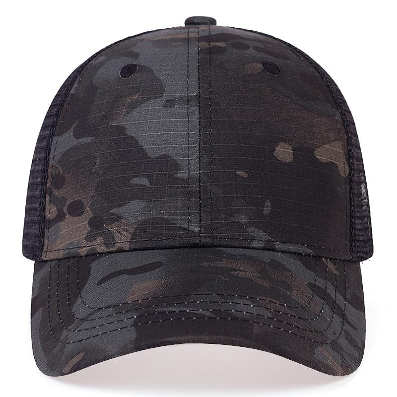 Men's Baseball Cap Trucker Hat Mesh Cap Netback Cap Green camouflage Black camouflage Hip Hop Streetwear Breathable2