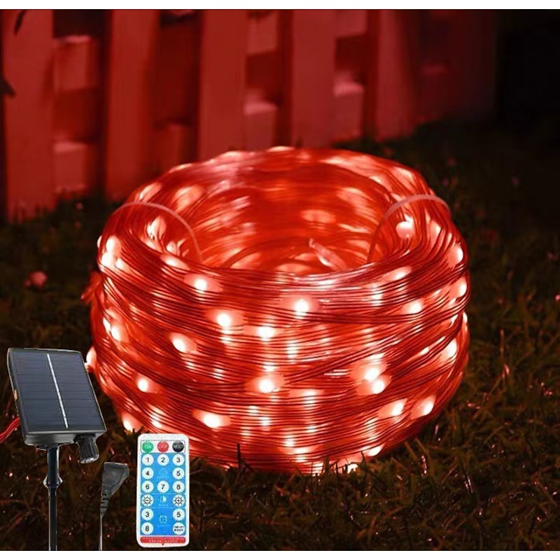 Waterproof Solar String Lights Outdoor 10/20M, 100/200 LEDs with Remote, 8 Modes Fairy Lights for Garden Wedding Tree Christmas Window Decoration4
