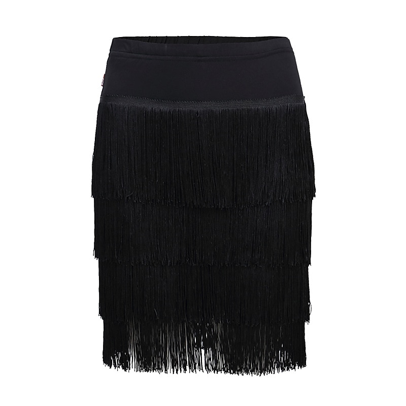 Latin Dance Skirts Fringed Tassel Pure Color Women's Performance Training High Polyester2