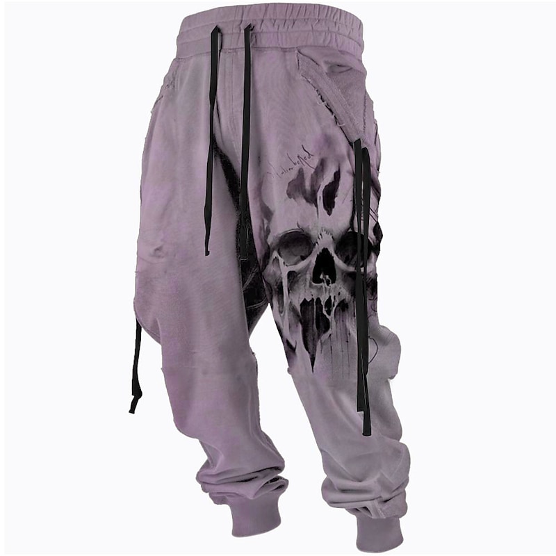 Men's Sweatpants Joggers Trousers Drawstring Side Pockets Elastic Waist Graphic Prints Comfort Breathable Sports Outdoor Casual Daily Cotton Blend Terry Streetwear Designer Blue Purple Micro-elastic3