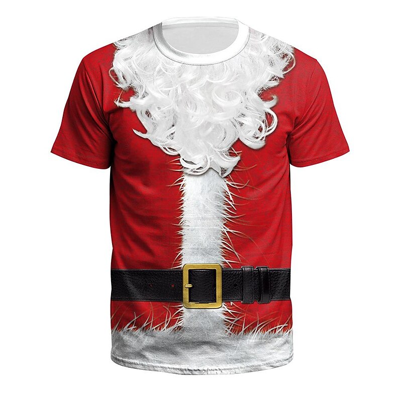 Christmas Santa Claus Cosplay Costume T-shirt Pullover Pattern Graphic T-shirt For Couple's Men's Women's Adults' 3D Print Casual Daily