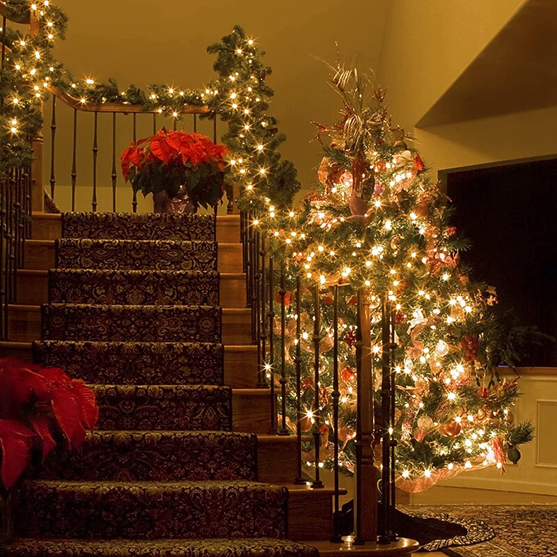 2 Pack Solar String Lights Christmas Lights Decoration Outdoor 12m 120LEDs Fairy Copper Wire Lights with 8 Modes Waterproof Decoration Copper Wire Lights for Patio Yard Trees Christmas Wedding Party3