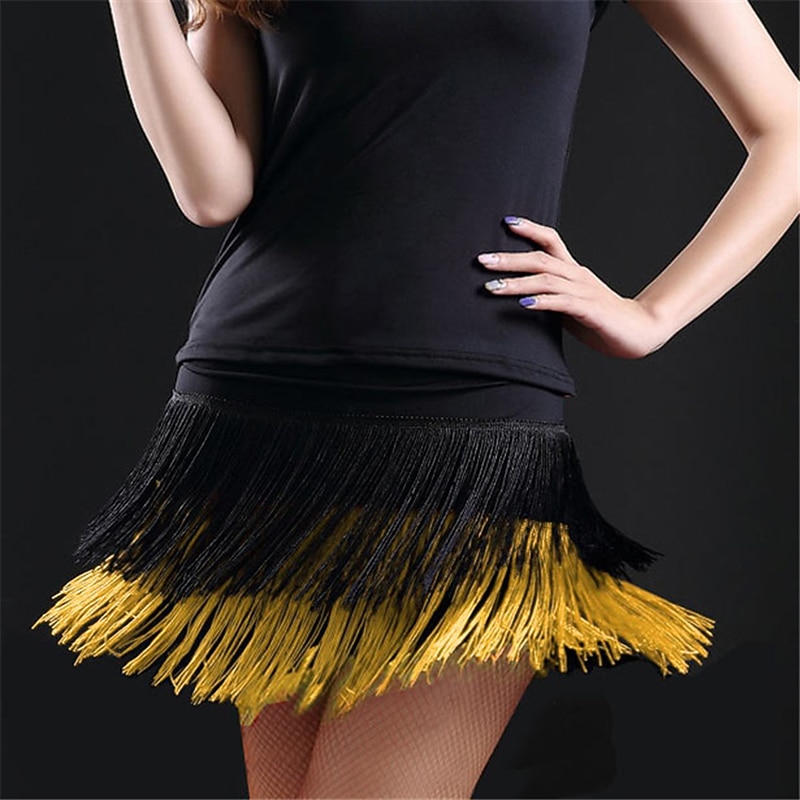 Latin Dance Skirts Fringed Tassel Splicing Women's Performance Training High Polyester