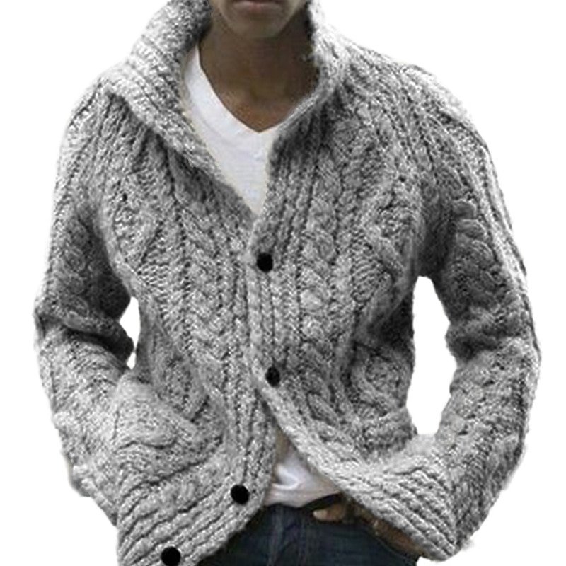 Men's Sweater Cardigan Sweater Sweater Jacket Ribbed Knit Cropped Knitted Lapel Warm Ups Modern Contemporary Daily Wear Going out Clothing Apparel Fall & Winter Black Blue S M L2