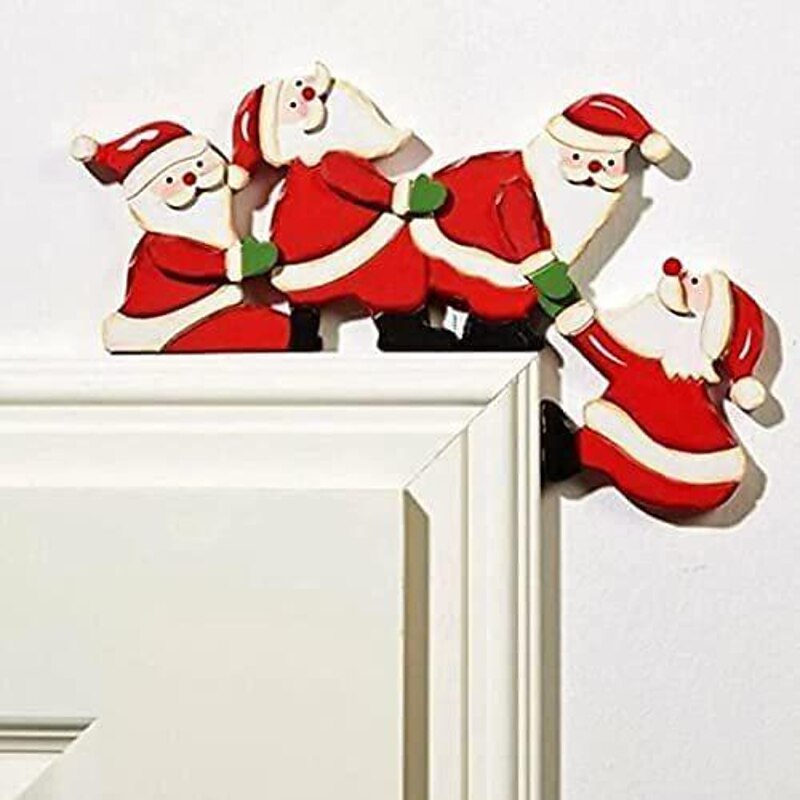 Christmas Door Frame Decorations Funny Wooden Corner Door Frame Ornaments Personalized Creativity Christmas Wooden Ornaments2