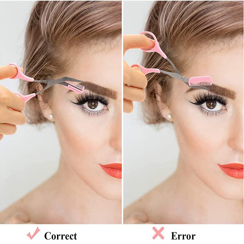 2Pack Eyebrow Shaping Tool Set Eyebrow Trimmer Scissors with Mini Comb Auxiliary Eyebrow Comb Scissors Eyebrow Trimmers Kit Eyebrow Trimming Tool for Man Woman2