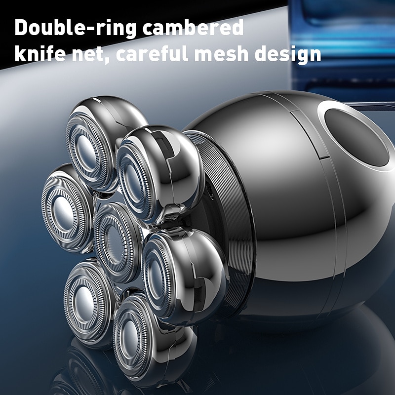 6 In 1 Electric Head Shaver for Bald Men 7D Floating Cutter Beard Trimmer Clipper IP68 Waterproof Shaving USB Wireless Charging Christmas Gift 9