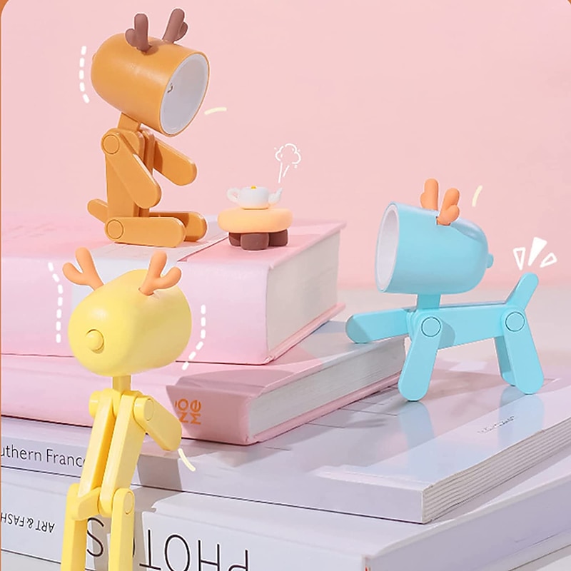 Mini LED desk lamp Lovely deer/dog shaped book lamp Laptop keyboard Reading desk lamp Bedroom night light4