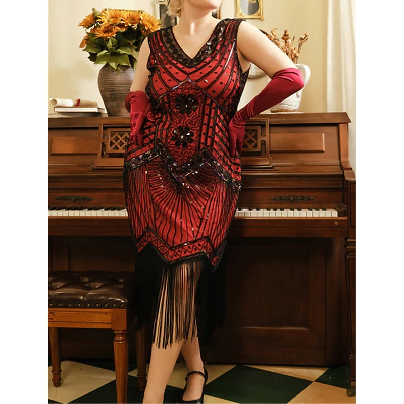 Roaring 20s 1920s Cocktail Dress Flapper Dress Dress Masquerade Normal The Great Gatsby Charleston Wedding Guest Sequins Fancy Dress Women's Halloween Carnival Masquerade Carnival Wedding Wedding3