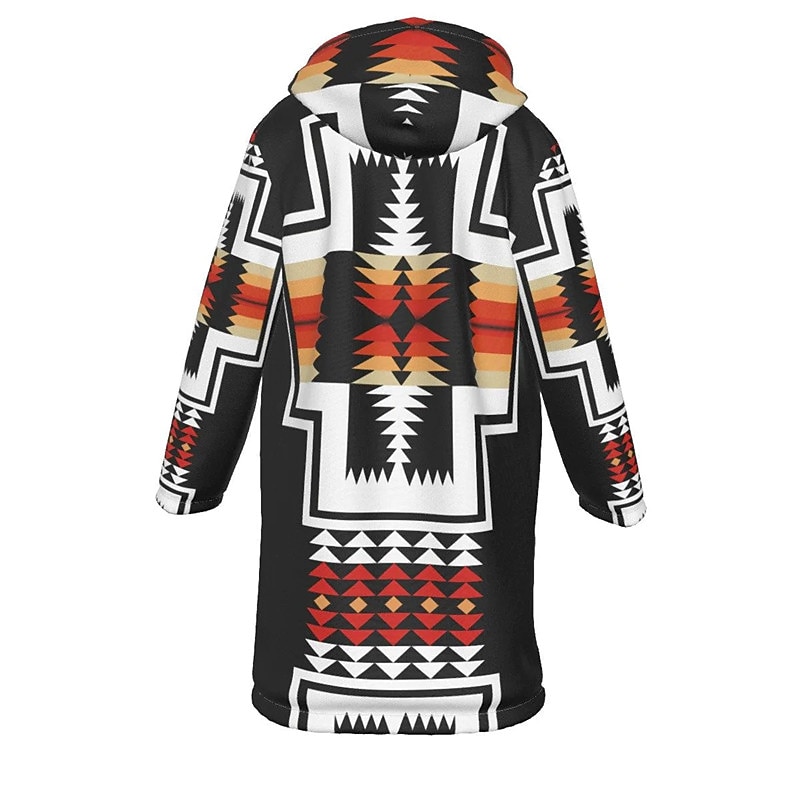 Men's Geometry Winter Coat Fleece Jacket Coat Warm Comfortable Breathable Streetwear Sport Ethnic Style Sports & Outdoor Daily Wear Going out Zipper Pocket Print Fall & Winter Hoodie Long Sleeve2