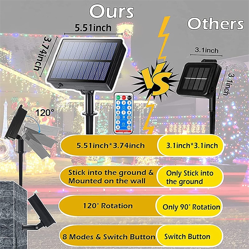Waterproof Solar Christmas Lights - 30-100M, 300-800 LED String Lights with Remote & 8 Modes for Xmas Tree & Garden Decor Window Decoration3