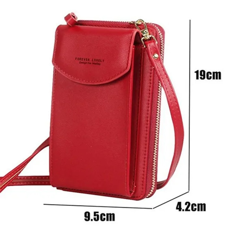Women's PU Leather Crossbody Bags Large Capacity Zipper Purse Clutch Phone Wallet Shoulder Bag3