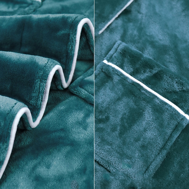 Women's Pajamas Bathrobe Robes Gown Nighty 1PC Pure Color Warm Plush Casual Party Home Daily Fleece Terry V Wire Long Sleeve Modern Style Belt Included Pocket Fall Winter Home Outfits2