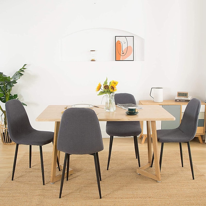 Stretch Shell Chair Cover Grey Dining Chair Cover Elastic Slipcovers for Kitchen Dining Room Patio Outdoor for Cat,Dog,Pet2