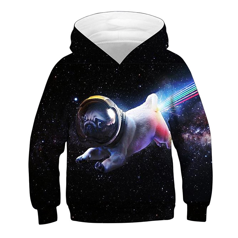 Kids Girls' Hoodie Animal Casual Long Sleeve Pocket Cool 7-13 Years Fall Multicolor Black Pink3