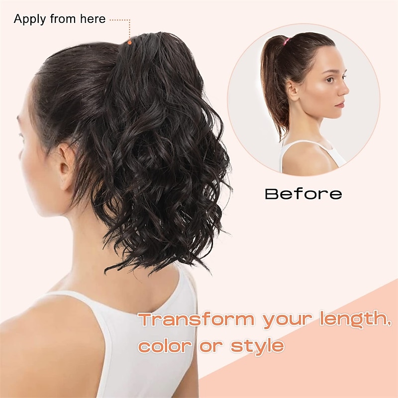 Short Claw Highlight Ponytail Extension Wavy Curly Thick Jaw Clip in Hair Extensions Ponytail Soft Natural Looking Synthetic Hairpiece for Women4