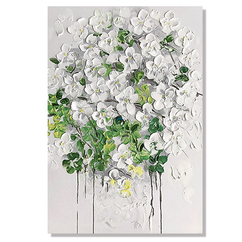 Handmade Oil Painting Hand Painted High Quality 3D Flowers Contemporary Modern Rolled Canvas (No Frame)4