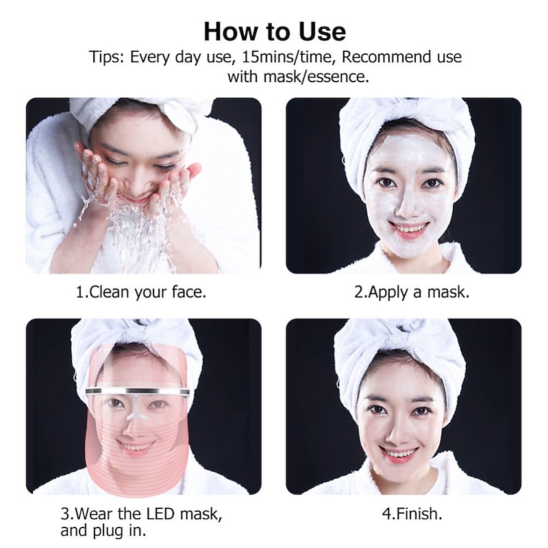 3 Colors Led Facial Mask Led Korean Photon Therapy Face Mask Machine Light Therapy Acne Mask Neck Beauty Led Mask4