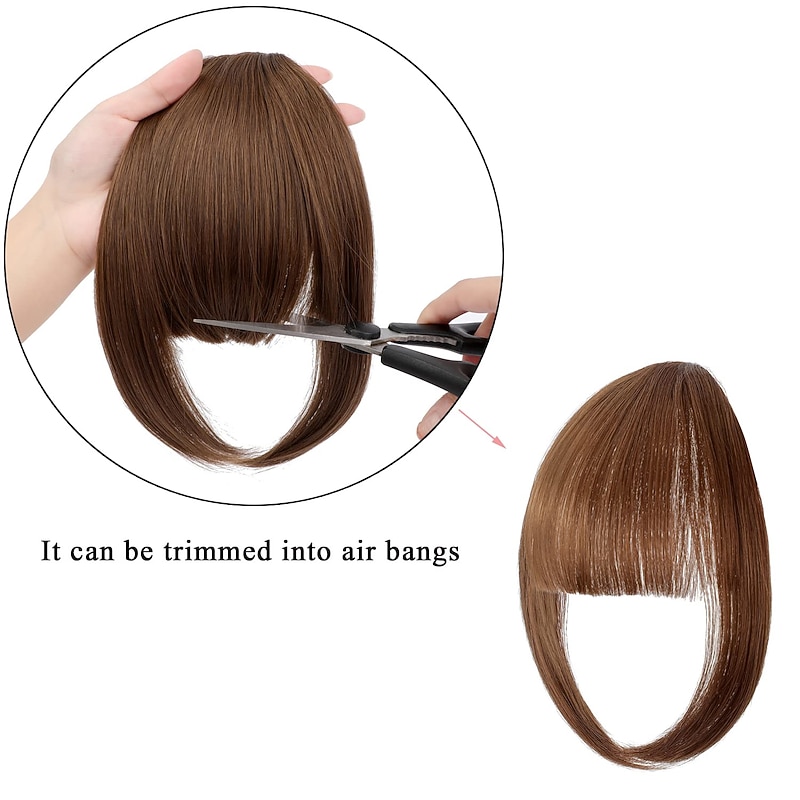 Bangs Hair Clip in Bangs Hair Bangs Fringe with Temples Hairpieces for Women Clip on Thick Bangs Flat Neat Bangs Hair Extension for Daily Wear4