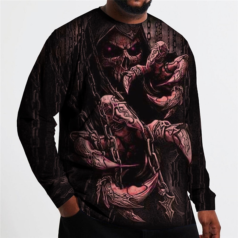 Men's Plus Size T shirt Tee Big and Tall Graphic Crew Neck Print Long Sleeve Spring &  Fall Fashion Streetwear Basic Comfortable Casual Sports Tops4